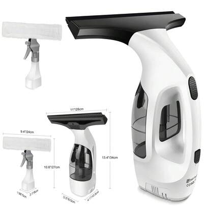 Vandise Rechargeable Cordless Window Cleaner, 2-In-1 Electric Squeegee Vacuum With 150ml Water Tank & 300ml Spray Bottle, 280mm Nozzle For Glass, Mirror, Tile, Shower