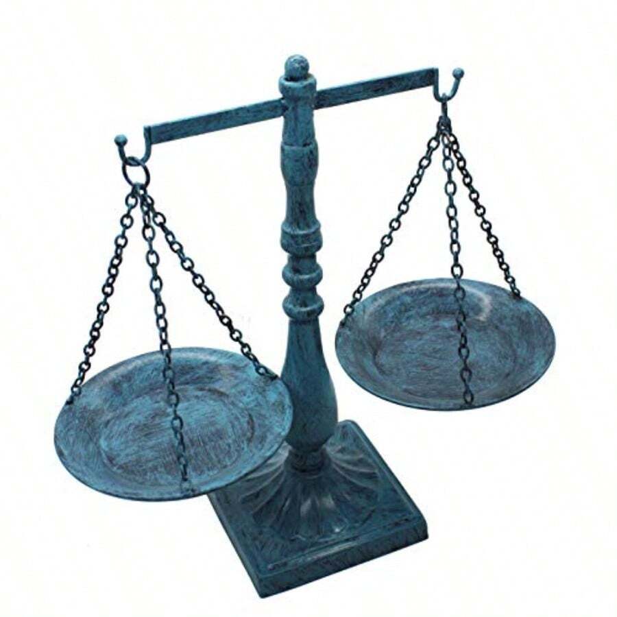Organizador de cosméticos de metal clásico Libra con diseño de torres de joyería soporte de centro de escala almacenamiento de joyas antiguas candelabro de granja turquesa 12 pulgadas de ancho x - Turquesa - Ver 1