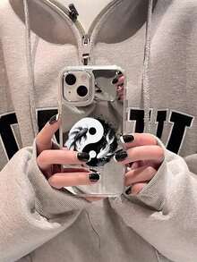 1pcLuxury Fashionable Full-Screen Yin-Yang With Koi Fish Pattern Mirror Anti-Fall Sleeve Phone Case. Makeup Cover, Compatible With  17/17Air/17Pro/17ProMax, 16/16Plus/16ProMax, 15. 14, 13, 12, 11 Series,, Halloween, Christmas And Thanksgiving Gifts For Friends And Family. Phone Case Design, Glossy Shiny Phone Case, Textured Phone Case, Phone Cover Cute, Colorful Phone Case, Mini Phone Case, Fun Phone Case, Couple Style, Festive Accessory, Holiday Gift, Uv Printed Design, Shockproof Cover.  17 Pro Max Case  17 Case  17 Pro Case  17 Plus Case Phone Cases - 1pc - 查看 5