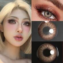 Lalens Back To School Yearly Disposable Colored Contact Lenses, 1 Pair Of Gray-White Contacts, Naturally Enlarges Eyes, Creates Charming Eye Makeup, Soft Contact Lenses, Suitable For Halloween Costumes And Role-Playing - Egypt Brown - View 6