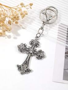 时尚水钻镶嵌十字架吊坠钥匙扣，汽车饰品，包包挂饰 - 彩色 - 查看 2