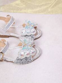2026 New Glitter 3D Butterfly Sandals, Girls Fashionable Hook And Loop Princess Shoes, Toddler Performance Footwear - Silver - View 6