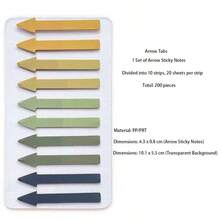 200pcs Arrow Shape PET Sticky Notes, Translucent Waterproof Index Tabs, Highlight Bookmark Stickers For Office School Supplies - C - View 1