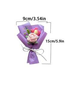 1 bó hoa hồng đan móc mini giống thật, kèm túi quà, kích thước 15cm x 9cm, thích hợp làm quà tặng Ngày Valentine, Ngày của Mẹ, quà tặng hàng ngày, hoặc để trang trí nhà cửa. - Nhiều màu - Xem 3