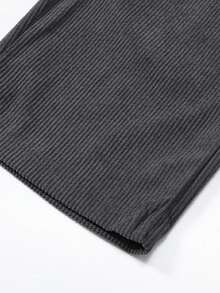Men's Corduroy Lightweight Casual Trousers For Spring And Summer, Comfortable To Wear, With Drawstring And Pockets, Machine Washable. - Dark Grey - View 5