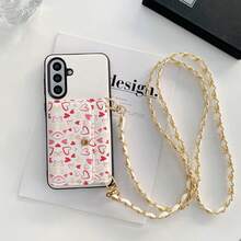 1pc Elegant Animal Print Pattern Card Holder Crossbody Wallet Phone Case Compatible With Samsung Galaxy S25 Edge, S24, S23, S22, S21, S20 FE, Note 20 Ultra, A17, A16, A15, A07, A52, A53, A54, A25 5G, Heart Mirror PU Leather Card Holder Wallet Case Compatible With 10, 9 Pro XL, 8, 7, 6, 9a, 8a, Multi-Functional Protective Cover Compatible With Xiaomi Note 15 Pro, 14, 13 4G, Poco C75 - Love 12 - View 8