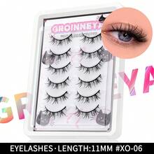 6 Pairs Comic Wet Eyelashes Manga Lashes Little Devil False Eyelashes Wispy Fluffy Fake Eye Lashes Natural Cross Wet Look Eye Lashes Suitable For Cosplay Party And Daily Makeup - Black - View 9