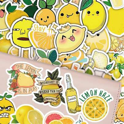 60Pcs Cute Lemon Cartoon Stickers For Journaling, Scrapbooking & Stationery Decor