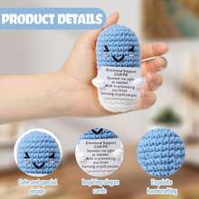 1pc Handmade Crochet Blue Pill Shaped Ornament With Inspiring Card, Suitable As Memorabilia For Nurses, Doctors, Pharmacists, Registered Nurses, Practicing Nurses, Office Workers And More - Multicolor - View 3