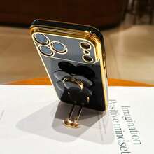 Flower Spinner Phone Case, Electroplated Shockproof Luxury Protective Cover With Dust-Proof Holes, Compatible With IPhone 6/7/8/X/XS/XR/11/12/13/14/15/16, Galaxy, , Honor, HW, , - Black - View 5