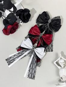 1个女士休闲优雅哥特风蕾丝蝴蝶结心形十字架装饰发夹，适合哥特风穿搭、节日装扮、任何场合，是送给闺蜜的绝佳礼物，爪夹式发夹，夏季旅行必备。 - 彩色 - 查看 17