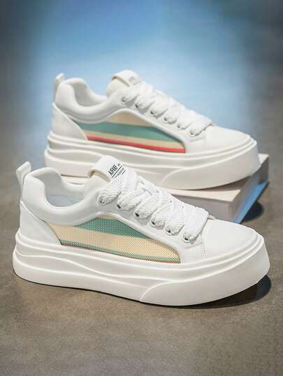 2025 New Men's Spring Sports Shoes, Korean Version Breathable Sports Shoes, Soft Sole Multi-Function Thick Sole Chunky Sneakers, Korean Version Men's Running Shoes, Skateboard Shoes, White Shoes, Flat Shoes, Casual Shoes, Sports Shoes, Thick Sole Fashion