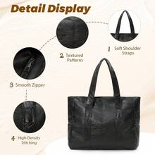 Fashionable Waterproof PU Leather Laptop Tote Bag - Lightweight Large Capacity, Multi-Pocket Design, Fits 15.6 Inch Laptop And Daily Essentials - Multicolor - View 7