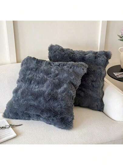 1/2pcs Camel Faux Fur Pillow Cover, Suitable For Sofa Decor, Bed Pillow, Zipper Closure, Soft & Smooth Plush Texture, Cozy Feel