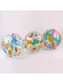 1pc Inflatable Beach Ball - PVC Material, Tropical Fish, Pineapple And Starfish Pattern Colorful Mixed, Suitable For Pool Party, Outdoor Summer Fun, Inflatable Pool Ball | Summer Vibe | Beach Accessory - Random Style - Multicolor - View 4