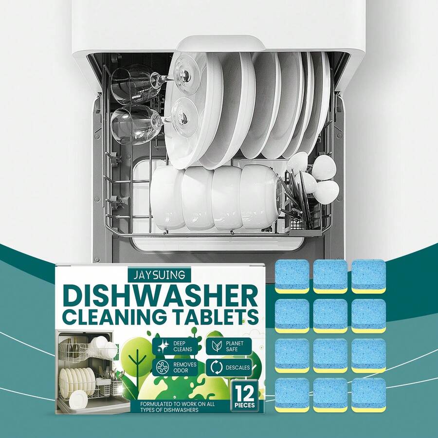 JAYSUING 洗碗机清洁片，温和有效去除水垢，适用于家用厨房洗碗机