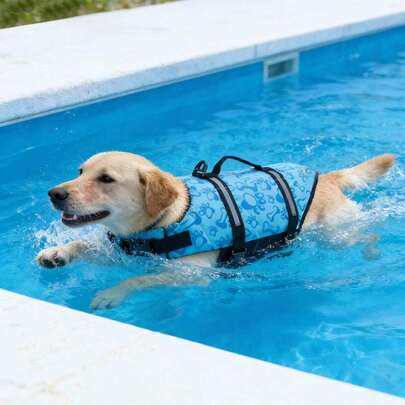 1件装狗狗反光救生衣，可调节高浮力宠物安全背心，带救援提手 | 夏季游泳、划船和海滩玩耍必备，夏季水上运动装备，让您的爱犬在水中清晰可见，狗狗救生衣