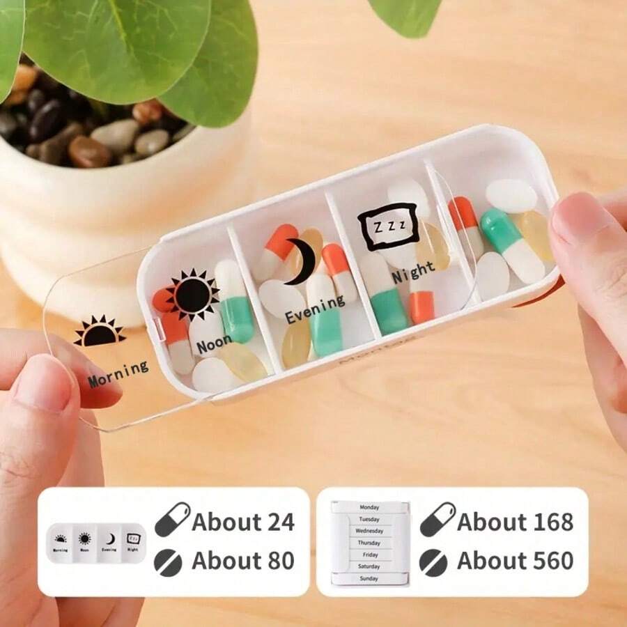 7-Day Portable Pill Organizer - Medication Management Box (4 Times Daily), Practical Pill Box For Elderly - Multicolor - View 1