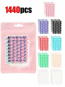 2160pcs Pink, Black, White, Blue, Purple, Green Star Pattern E-Star Face Stickers, Essential For Photography, Face Painting, Suitable For Various Parties, Gatherings And Fun Activities. Available In 1800/1440/1080/720/360/40pcs Sets, Affordable Price, Can Be Used For Room Decoration, Vanity, Travel, Bedroom, Makeup Accessories, Christmas Gifts, Cheap Goods, Gifts, Women Gifts, Christmas Presents,Giveaways,Travel,Cheap Stuff,Travel Essential XIRC - 多色的 - 查看 12