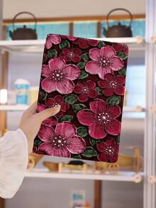 1件复古油画花卉图案平板电脑保护套，三折支架平板电脑保护套，兼容10.2英寸、2021/2020款Pro、第九/十代（A16）、11英寸、Galaxy Tab A8 10.5英寸（2022款）、Matepad 10.4英寸/Tab/，防摔，带笔槽，支持睡眠/唤醒功能，浪漫情人节礼物 - 彩色 - 查看 5