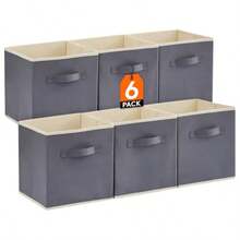 Lifewit Organizador de Ropa Caja Organizadora Plegables de Tela Cubos de Almacenamiento Cajas Organizadoras Contenedores para Clósets Cajas para Ropa Paquete de 6 ‎26L x 26W x 28H cm Gris - Gris - Ver 1