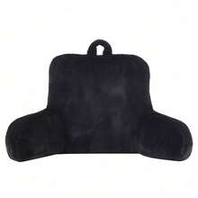 Faux Fur Plush Backrest Pillow, Black - Black - View 1