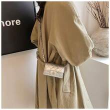 Mini PU Leather Chain Belt Bag For Women Quilted Waist Purse Crossbody Fanny Pack Detachable Belt Chain - Silver - View 3