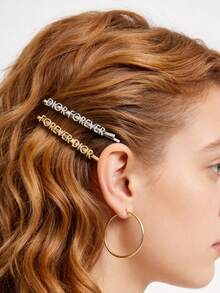 Christian Dior Letter Pattern Hair Clips, Gold And Silver Matching Set, Side Clip/Claw Clip, Multifunctional Minimalist Elegant Claw Clips - Gold and Silver - View 5