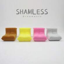 SHAMLESS 1:12/1:20比例迷你毛绒懒人沙发收藏摆件，逼真可爱天鹅绒扶手椅塑料娃娃屋微缩家具模型，适合DIY仙境花园摄影道具和场景装饰，完美的节日礼物 - Mini Lazy Sofa_1 pc - 查看 5