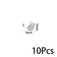 10pcs Stainless Steel Adjustable Blank Ring Base, Suitable For 8/10/12mm Cabochon Gemstone Tray, DIY Jewelry Accessories - Silver - View 8