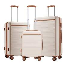 Suitcase Cabin Size Carry On 20 24 28 Inch 3 Piece Set Hard Shell Lightweight Spinner Wheels Combination Lock Telescopic Handle Travel Luggage - Milky - View 11