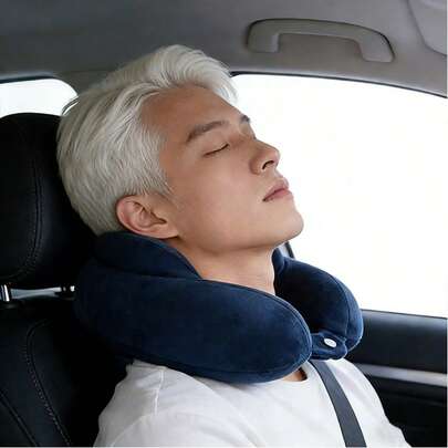 3 piezas Almohada en forma de U, Almohada de viaje de espuma de memoria, Cojín de apoyo para el cuello para avión, coche, dormir