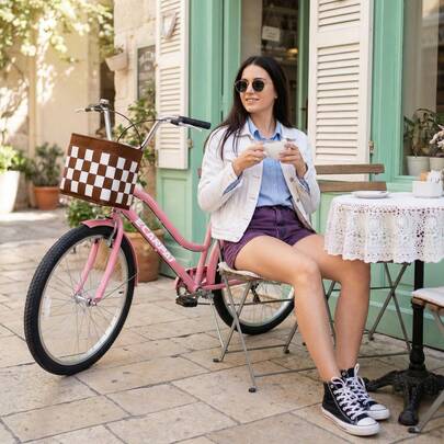 26 Inch 7-Speed City Commuter Bike With Lock & Detachable Basket, High-Tensile Steel Frame, Lightweight Alloy Wheels & V-Brakes, Multiple Colors Urban Bicycle