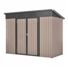 8x4 FT Metal Garden Shed With Sturdy Metal Foundation, Weatherproof Garden Shed For Garden & Patio, Spacious Garden House In Brown – Incl. Foundation Frame (Base Plate Required) - Brown - View 11