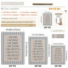 1幅帆布防水正能量励志海报，适用于儿童房装饰，带框墙画，激励人心的印刷品，适合婴儿房、游戏室、幼儿房，波西米亚风格婴儿房装饰 - 彩色 - 查看 3