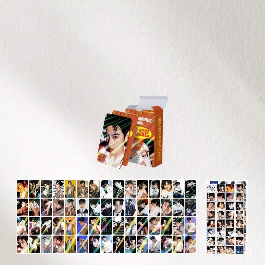 1pc Set Of 124 Celebrity CHA Collector Cards | 124pcs Notebook Decorative Stickers & Photo Cards (64 Stickers + 60 Celebrity Cards) | Valentine's Day & New Year Gift | Fan Merchandise - Multicolor - View 1
