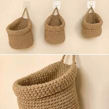 1PC Macrame Handwoven Kitchen Hanging Storage Basket | Wall-Mounted Fruit And Vegetable Mesh Bag, Polyester, Boho Style - View 5