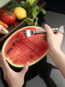 2-In-1 Stainless Steel Watermelon Slicer Cutter, Watermelon Cutting Tool, Suitable For Home Party Camping Kitchen - Multicolor - View 3