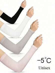 1/3/4 đôi ống tay chống nắng màu đen/trắng/be trơn dành cho nữ, chất liệu vải chống nắng. - A - Xem 1