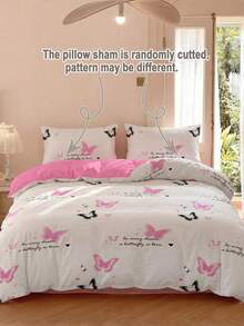3件套Y2K蝴蝶、爱心、字母、星星和数字印花被套套装(1个被套+2个枕套,不含被芯),柔软亲肤的涤纶面料,适合全年使用,可用于主卧、客房和次卧。 - 彩色 - 查看 6