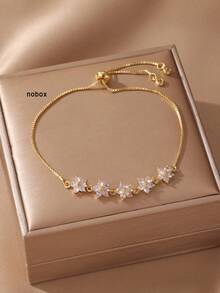 1条简约金色交叉心形圆圈可调节手链，适合青少年女孩和女性日常佩戴及作为礼物 - 彩色 - 查看 5