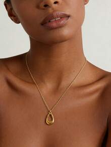 1 chiếc dây chuyền mặt dây hình giọt nước bằng thép không gỉ mạ vàng 18K, thanh lịch và đa năng, phù hợp để đeo hàng ngày, quà tặng Ngày của Mẹ. - Vàng - Xem 6