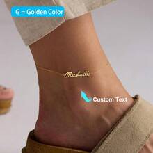 Customized Name Anklets Stainless Steel Summer Beach Personalized Name Leg Chain Ankle Bracelet Femme Fashion Waterproof Custom Jewelry,Perfect Gifts For Birthday,Vacation,Party,Wedding,Anniversary,Mother's Day - Multicolor - View 6