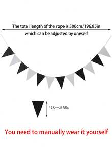 4面黑白毕业旗帜，简约黑白三角形图案旗帜，适用于各种主题派对、日常生日聚会、家庭聚会、同学聚会等。 - 拉旗 - 查看 8