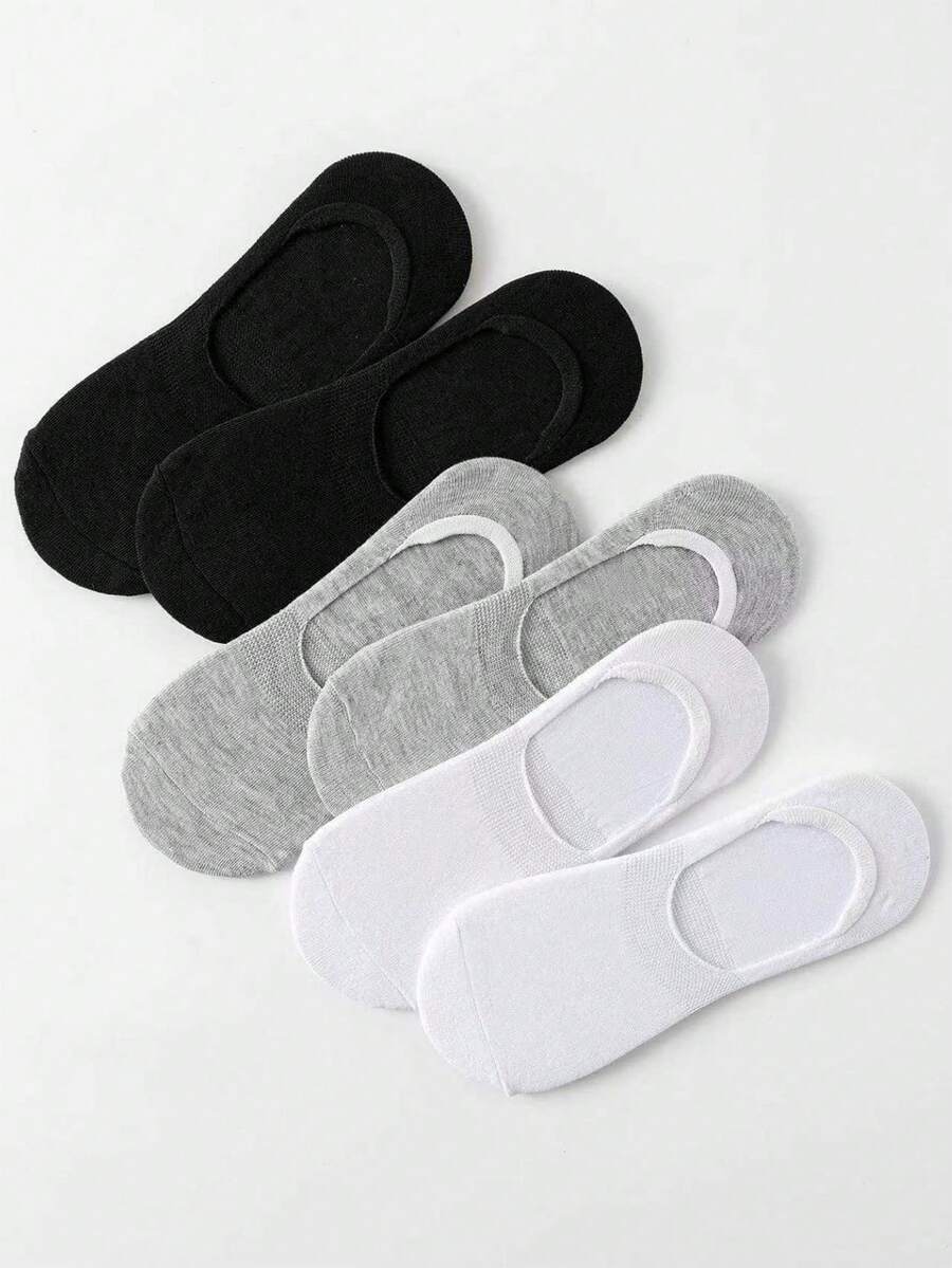 6 pares de calcetines invisibles casuales sólidos para mujer para la vida diaria - Multicolor - Ver 1