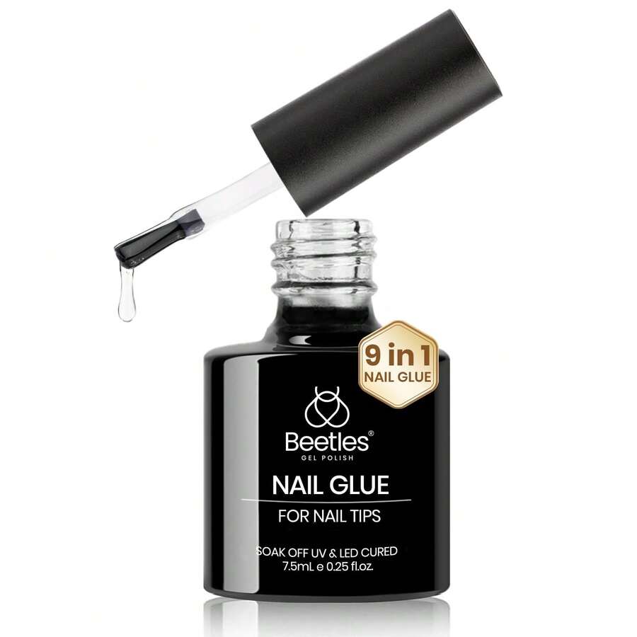 Beetles Gel Nail Glue, 9 In 1 UV Nail Glue For Acrylic Nail Tips, Super Strong Brush On Formula, Base Coat Gel, Ideal Gift For Women, UV LED Light Required - 1Pcs 7.5ml Nail Glue Gel {Enhanced Version} - 查看 1