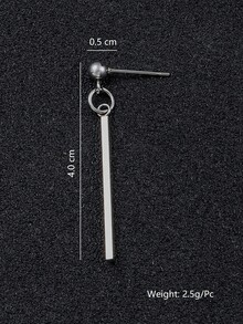 1pc Stainless Steel Bar Pendant Earring, Fashionable Minimalist Design For Men - Long Stick Pendant - View 3