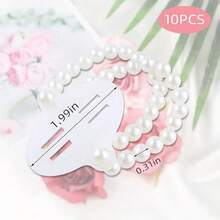 5/10/12/20/24件/套 弹性珍珠胸针和手链，适合婚礼、舞会、沙滩派对（不含蕾丝饰边） - 白色 - 查看 3