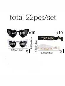 22件/包伴娘求婚礼物、单身派对眼镜、TeamBride发圈、单身派对发圈套装、单身派对婚礼眼镜配件 - 新娘伴娘手環套裝 - 查看 10