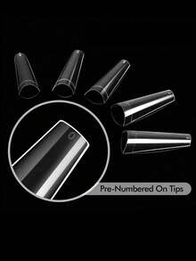 600PCS Half Cover Coffin Nail Tips 12 Size Half Cover Acrylic False Nail Tips With For Nail Tips Art Salons And Home DIY Nails Nail Supplies - Trong sáng - Xem 4